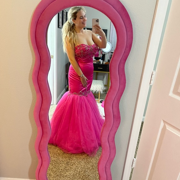 Sherri Hill Pink Strapless Prom Gown - Picture 1 of 14
